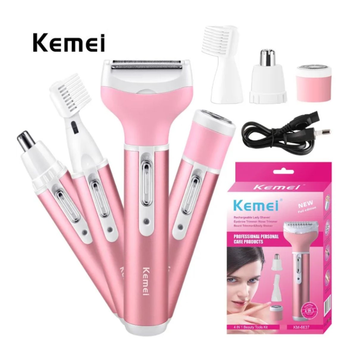 KEMEI - KEMEI Depiladora Afeitadora 4 en 1 para Dama