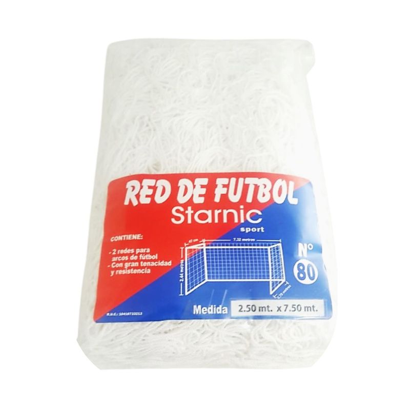 GENERICO - RED MALLA PARA ARCO DE FÚTBOL 7.50m x 2.50m Nº 80 BLANCO