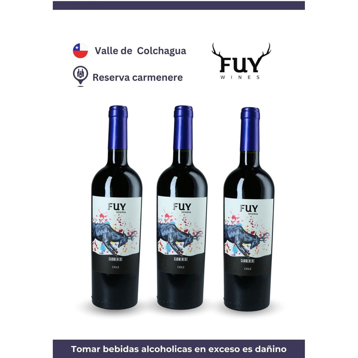 FUY - Vino FUY Carmenere  reserva pack x 3