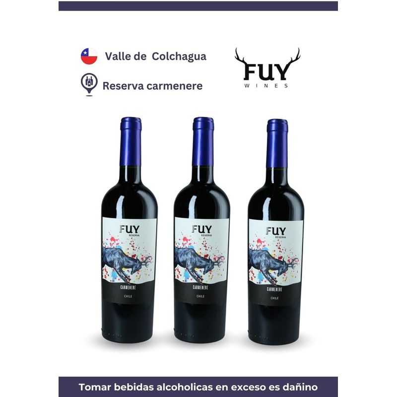 FUY - Vino FUY Carmenere  reserva pack x 3
