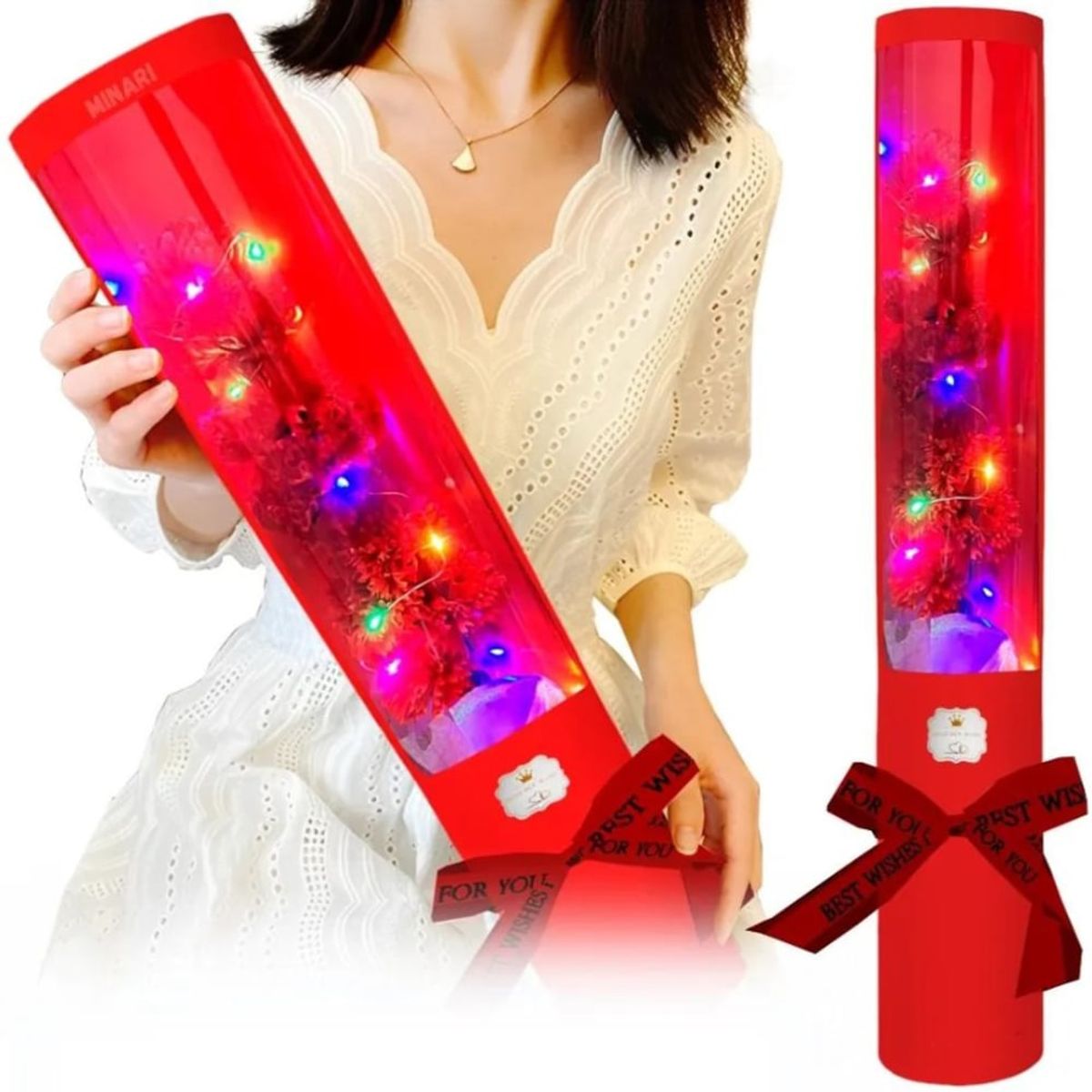 GENERICO - RAMO DE ROSAS ROJAS CON LUCES LED - DIA DE LA MADRE