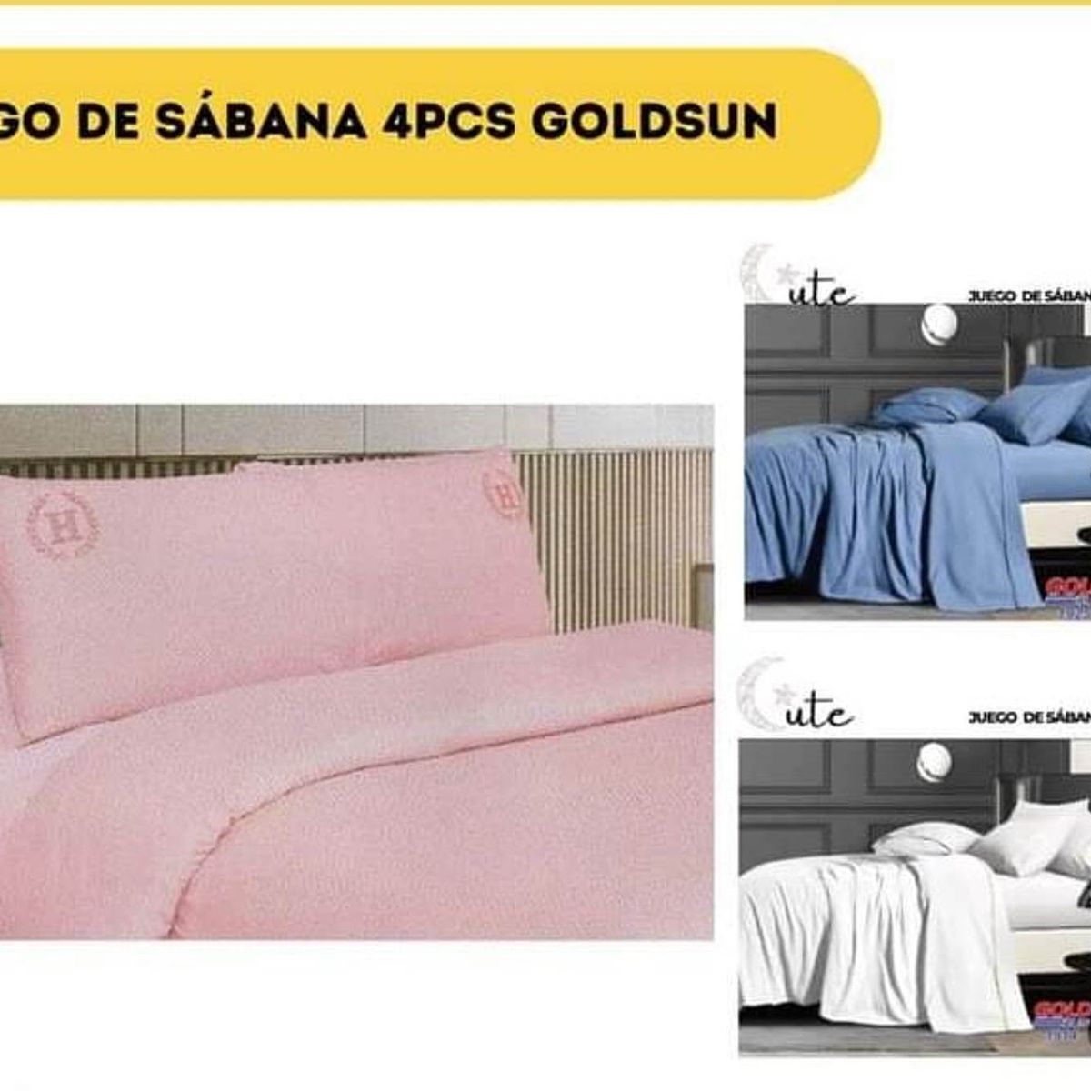 GOLDSUN - Juego de Sabanas 4PCS GOLDSUN Blanco 1800 Hilos
