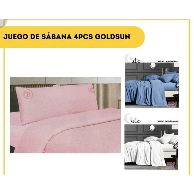 GOLDSUN - Juego de Sabanas 4PCS GOLDSUN Blanco 1800 Hilos