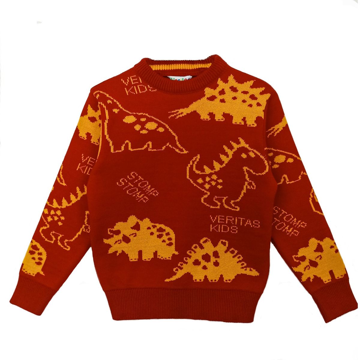 GENERICO - Chompa de invierno para niños  Suéter de lana diseño dinosaurios Rojo