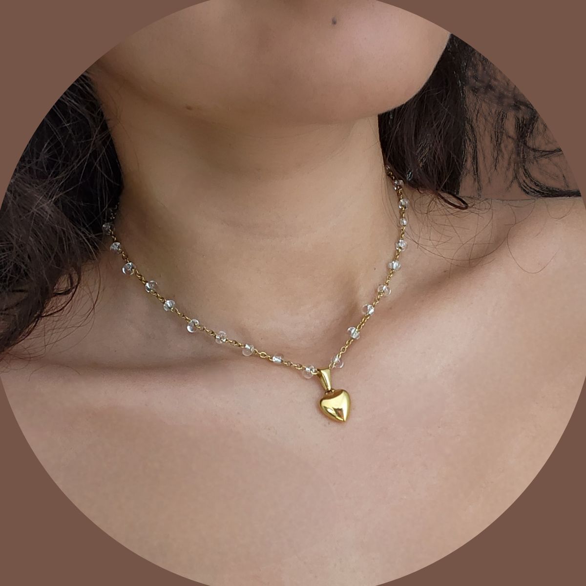 GENERICO - COLLAR DE CORAZON GARAGANTILLA  PARA MUJER ESTILO DELICADO