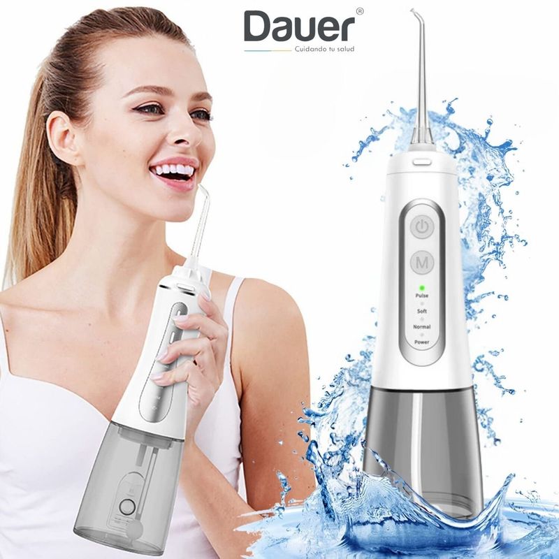DAUER - Irrigador Bucal Inalámbrico Dauer 4 Boquillas 4 Modos Limpieza dental