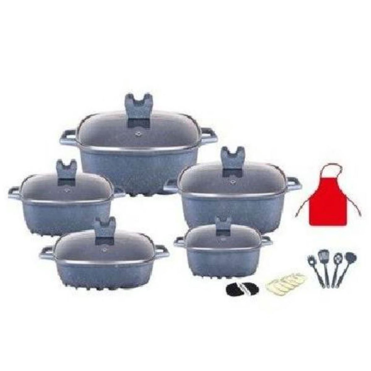 VALESKA - Juego de Ollas Ultra Granito Valeska 10pcs Roca