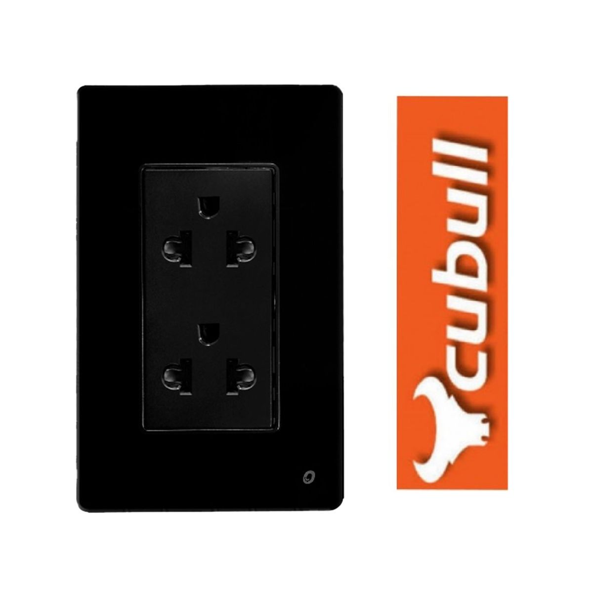 CUBULL - PACK X 5 UND : TOMACORRIENTE DOBLE CON L/TIERRA NEGRO CUBULL L2-021