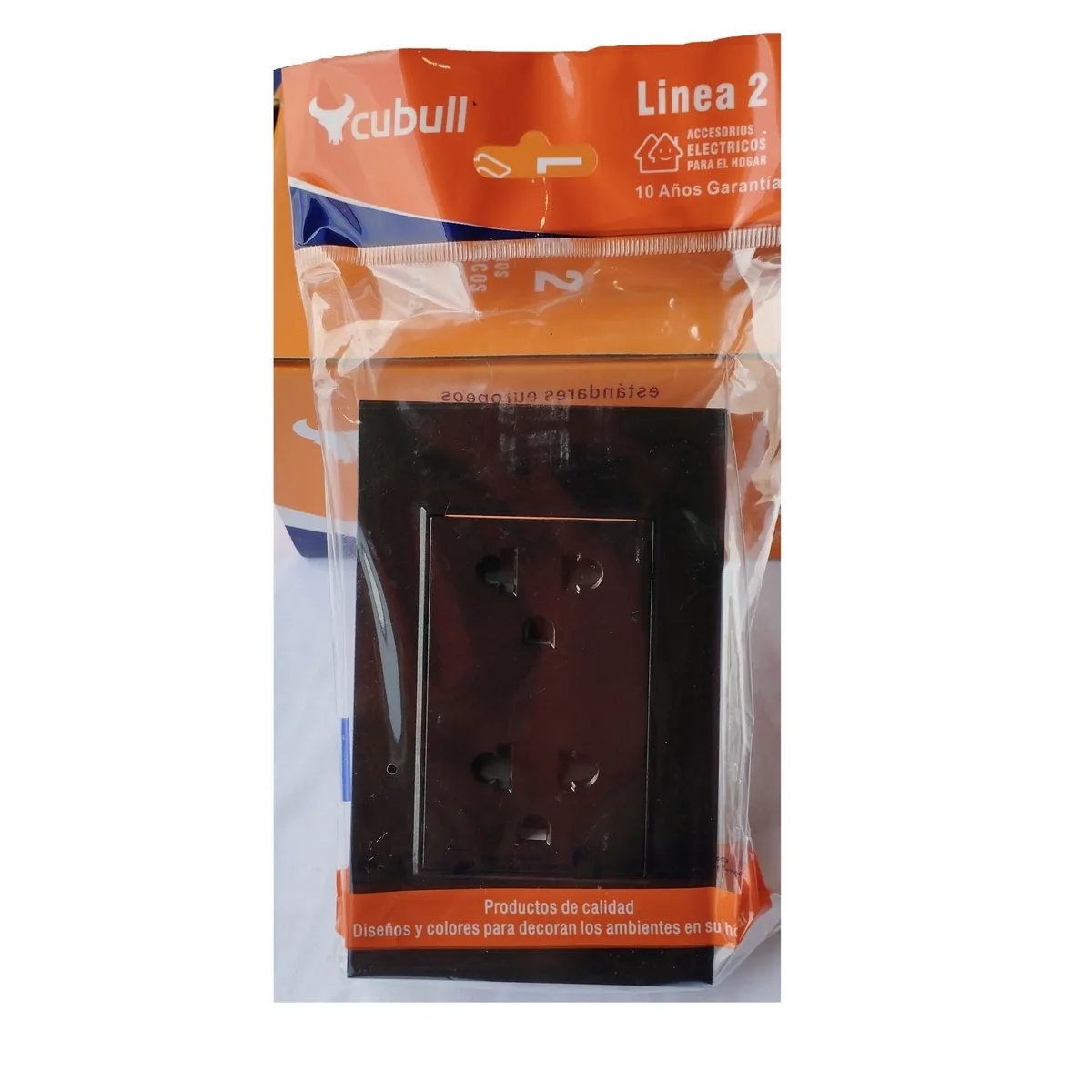 CUBULL - PACK X 5 UND : TOMACORRIENTE DOBLE CON L/TIERRA NEGRO CUBULL L2-021