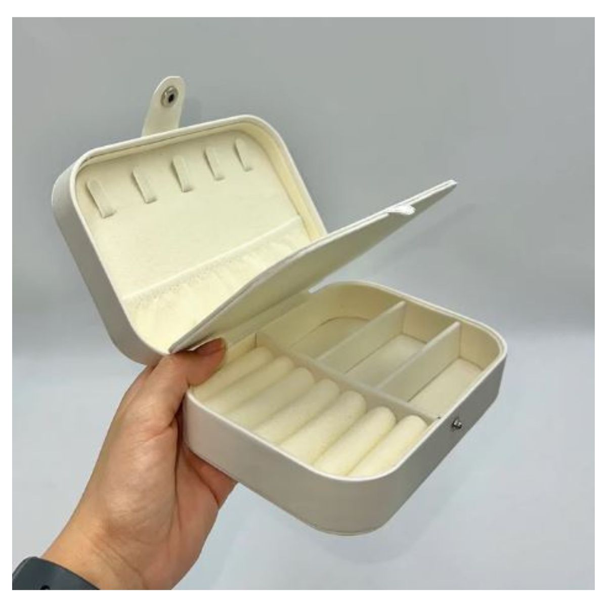 GENERICO - Joyero Viajero Organizador de Joyas Portátil Cofre Premium Gris Claro