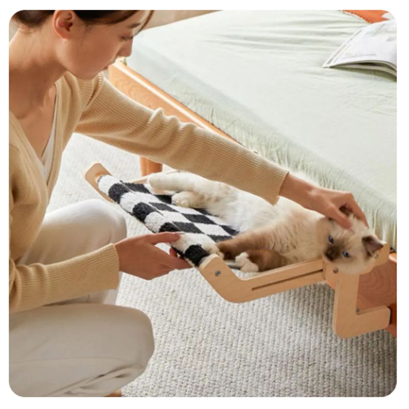 GENERICO - Cama para gato tipo hamaca de madera - BN
