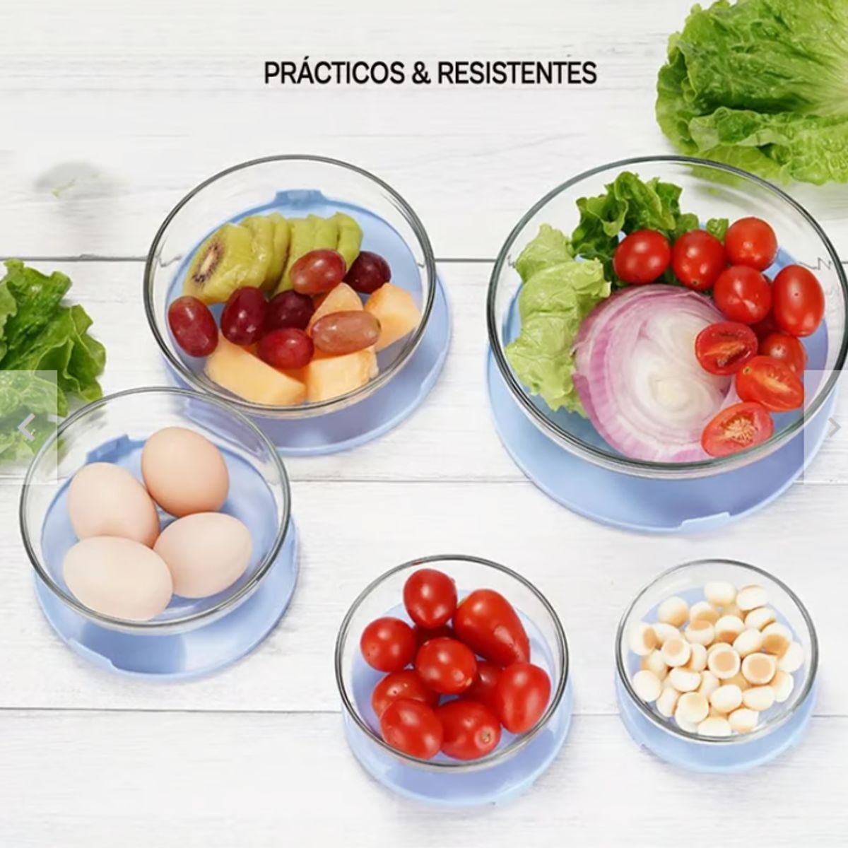 GENERICO - Set de Bowls de Vidrio Templado con Tapa x 5 Piezas