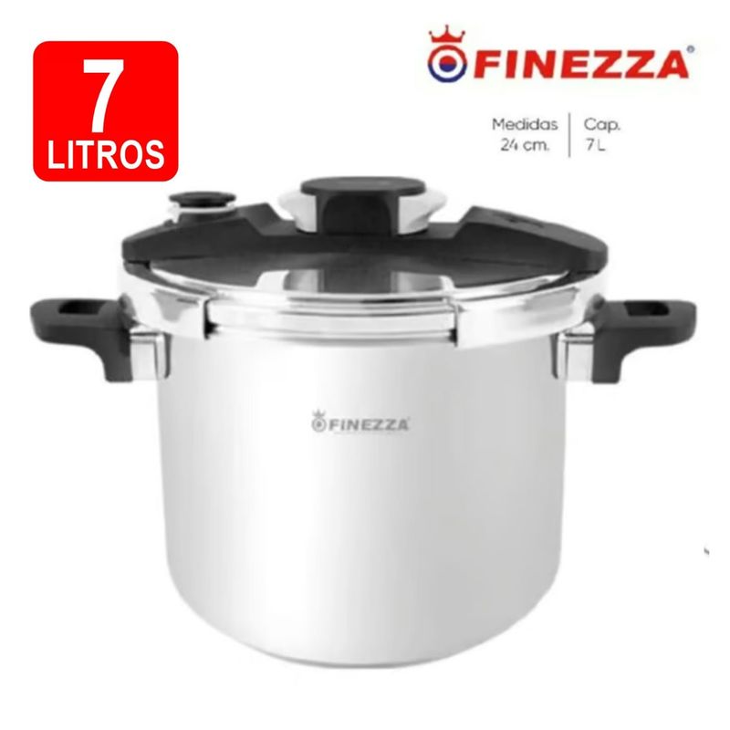 FINEZZA - Olla a presión FINEZZA 7L de Acero Inoxidable FZ-751-AC