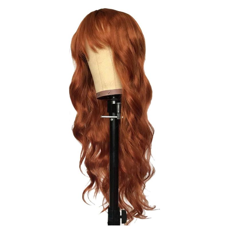 ZIMRAHYG - Peluca Sintética Crespa Colorina Cobriza 70 Cm Suave Disfraz