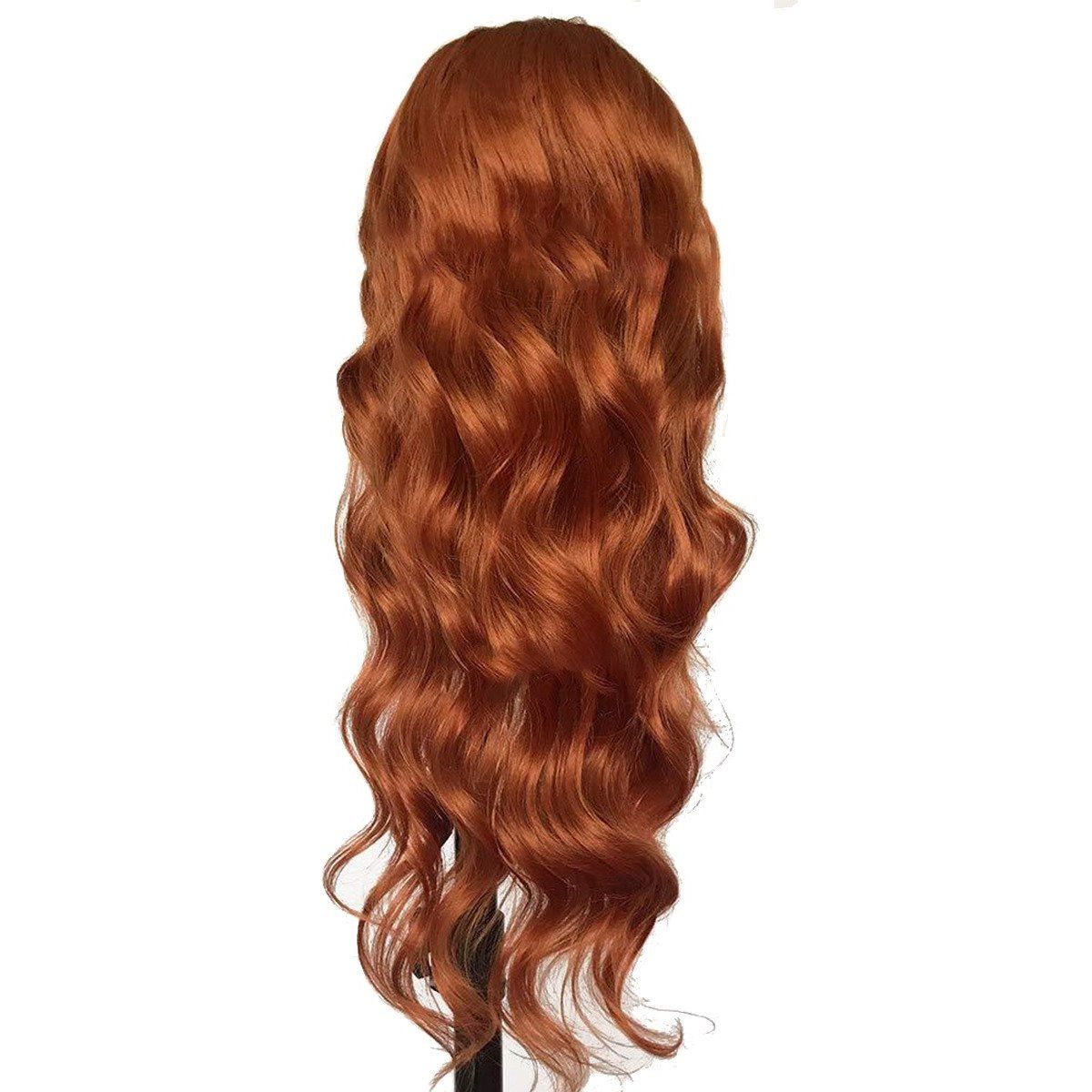 ZIMRAHYG - Peluca Sintética Crespa Colorina Cobriza 70 Cm Suave Disfraz