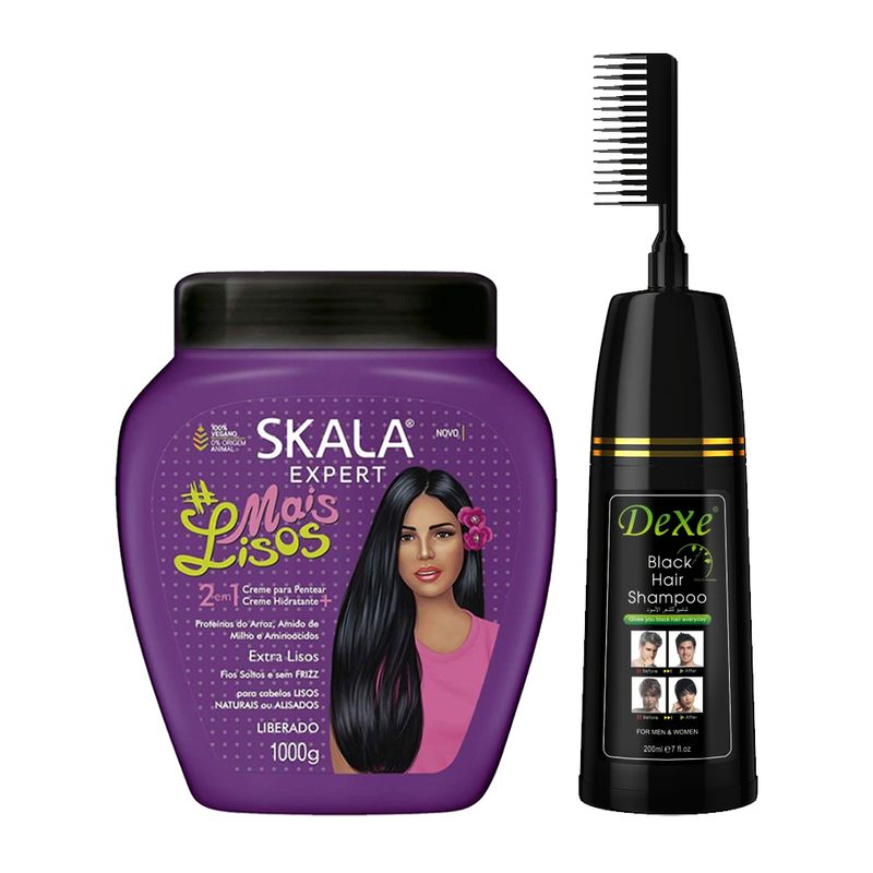 SKALA - Máscara capilar Skala Mais Lisos + Shampoo negro con Peine