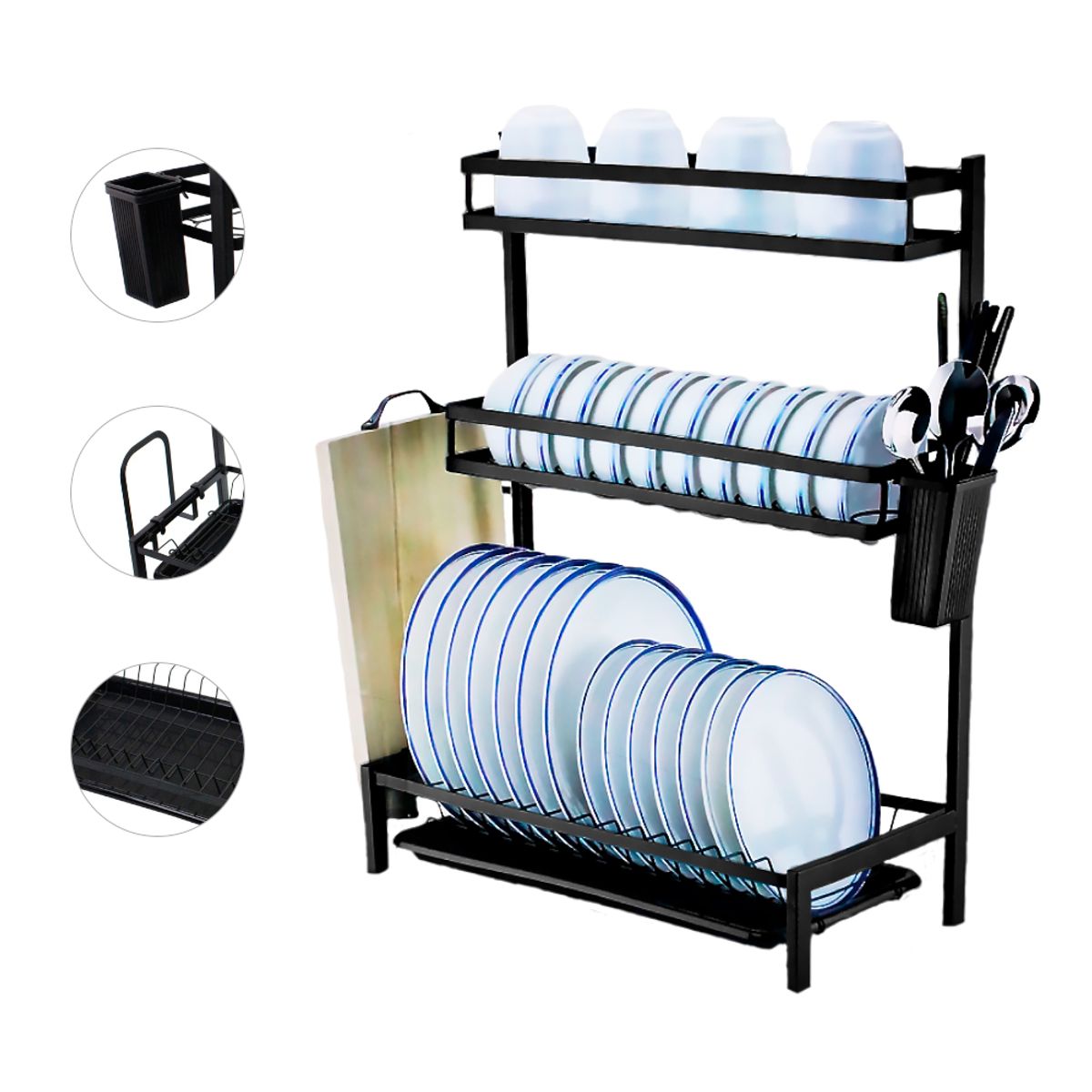 KELLER - Estante Escurridor 3 niveles Negro