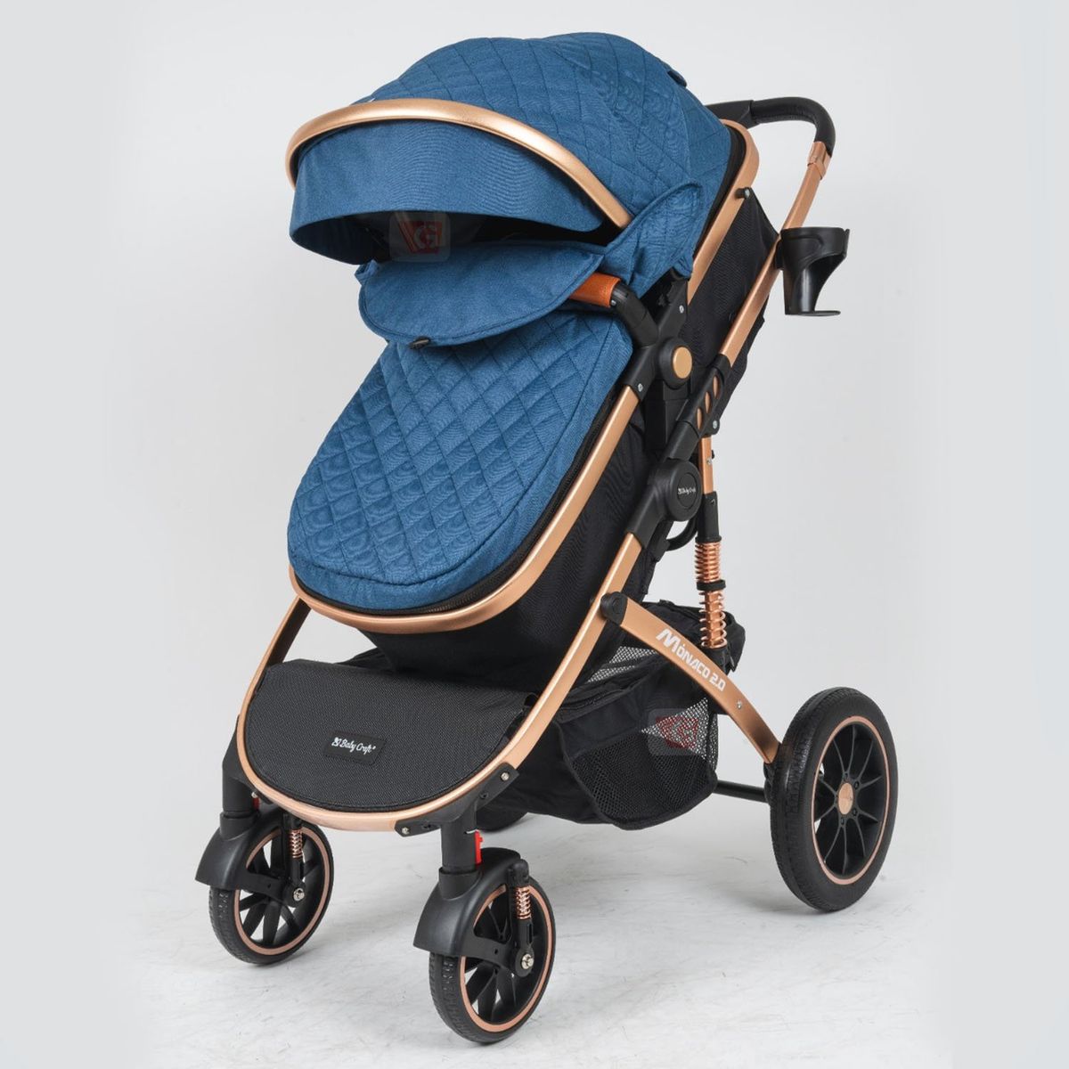 BABY HAPPY - Coche Cuna Moises Monaco Golden Azul