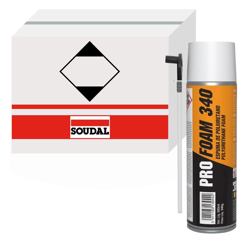 GENERICO - Pack 12 espuma expansiva Soudal Pro Foam 340 x 500ml