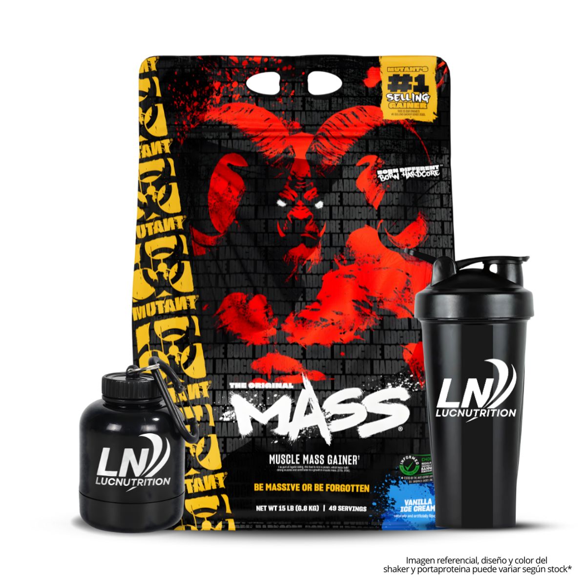 MUTANT - Mutant Mass 15 LB Mass Gainer Mutant - Vainilla Ice Cream + shaker + Portaproteina