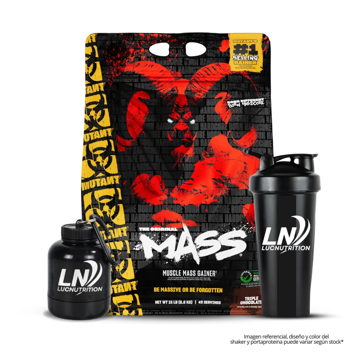 MUTANT - Mutant Mass 15 LB Mass Gainer Mutant - Triple Chocolate + Shaker + Portaproteina