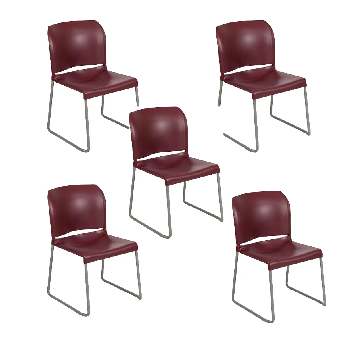 GENERICO - Juego de 5 sillas apilables con respaldar