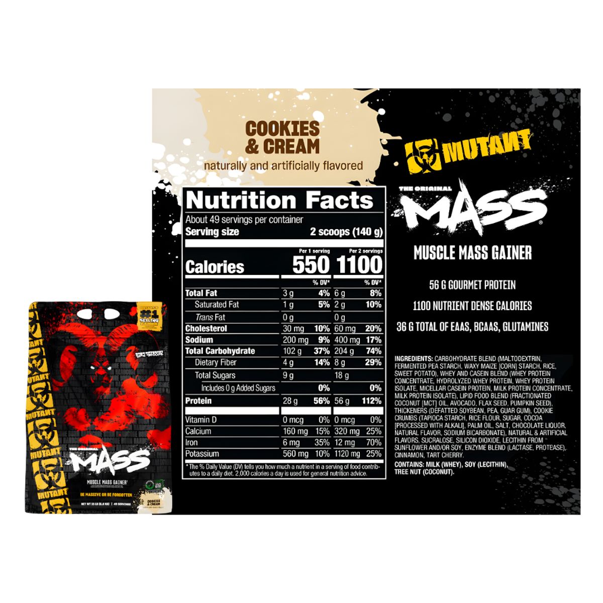 MUTANT - Mutant Mass 15 LB Mass Gainer Mutant - Cookie And Cream