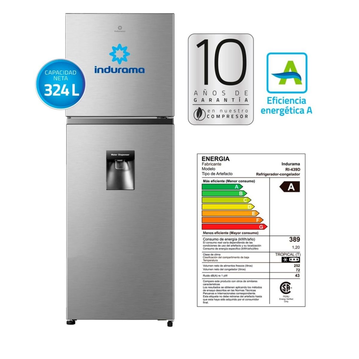 INDURAMA - Refrigerador Indurama RI-439D No Frost 325 litros - Silver_.