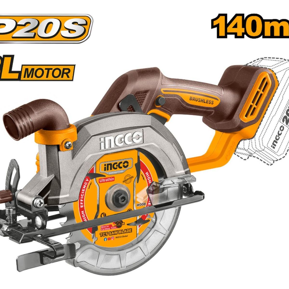 INGCO - sierra circular 140mm + bateria 4ah y cargador Ingco