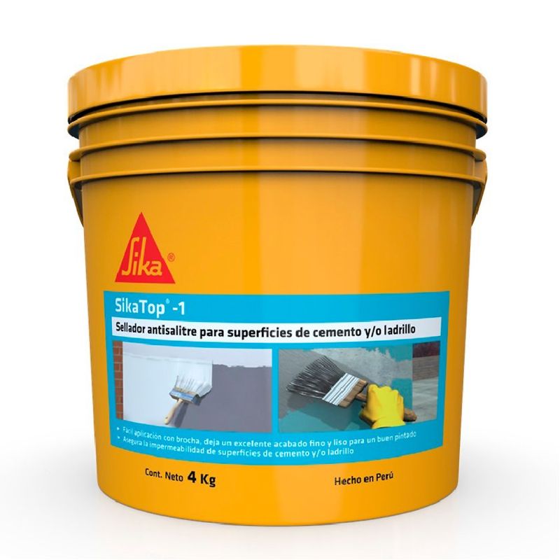 SIKA - Sellador Antisalitre y Humedad SikaTop 1 Gris Balde x 4 Kg