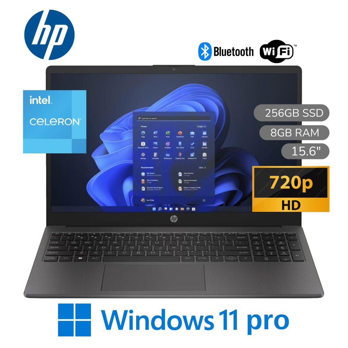HP - Laptop HP 250 G9 Intel Celeron N4500 8GB RAM 256GB SSD 15.6" HD Windows  11 - Gris