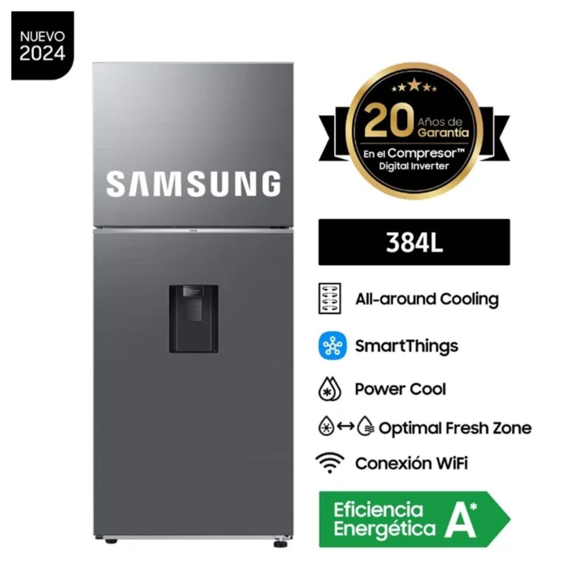 SAMSUNG - Refrigeradora Samsung Top Mount Freezer 384L C/Disp RT38DG6730S9  Silver_.