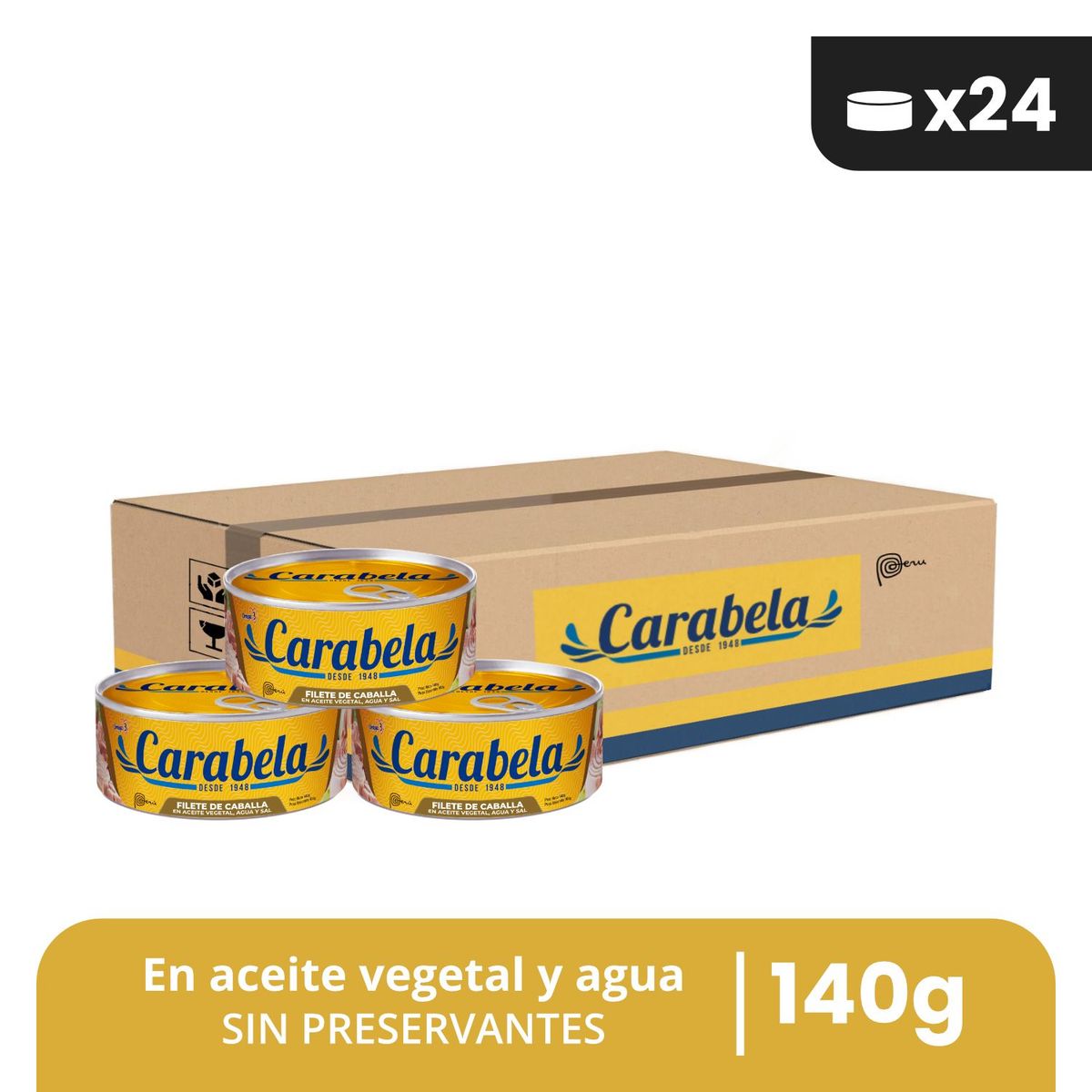 CARABELA - Filetes de Caballa en aceite vegetal Carabela 140gr Caja x24