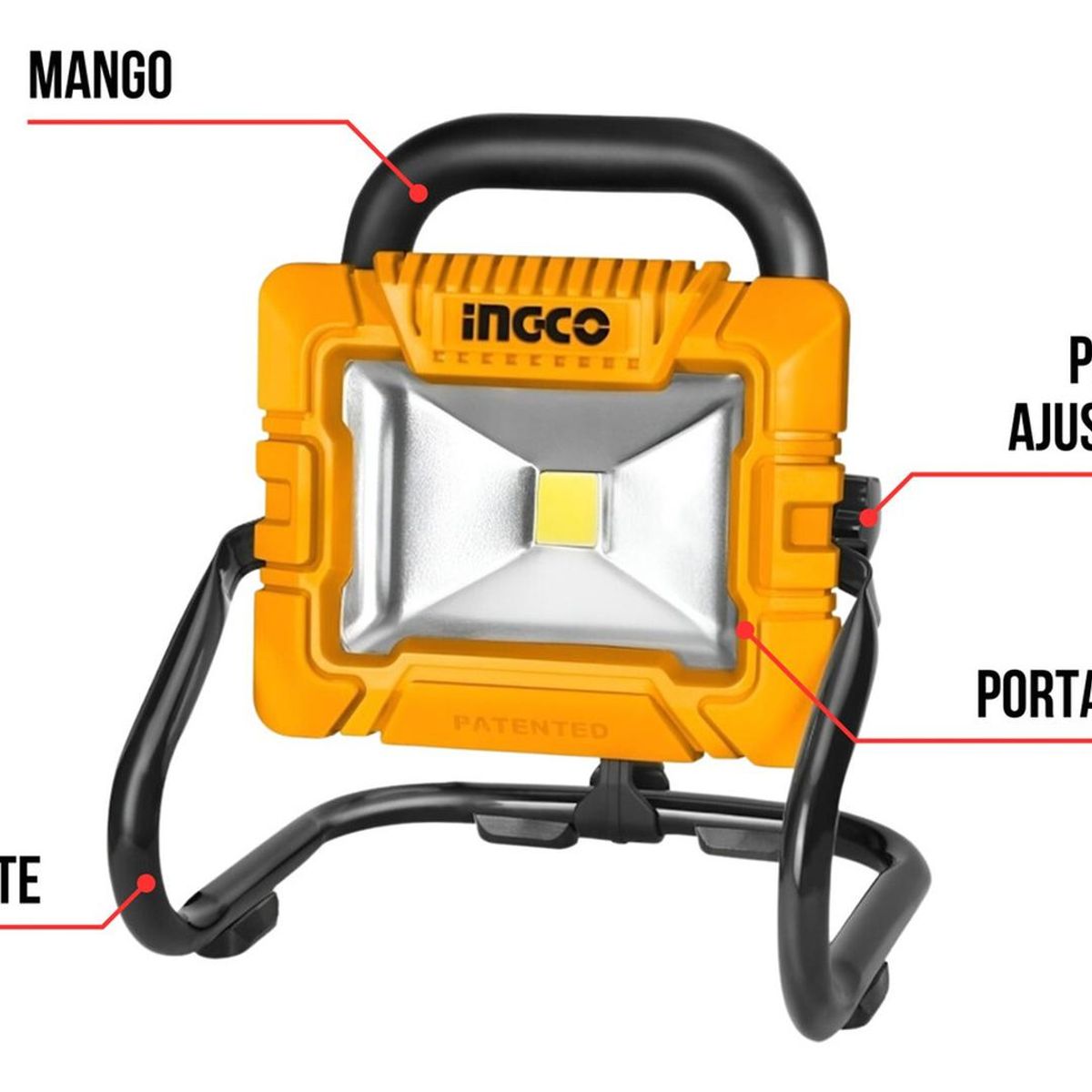INGCO TOOLS - Reflector de 20w portatil + bateria 2ah y cargador Ingco
