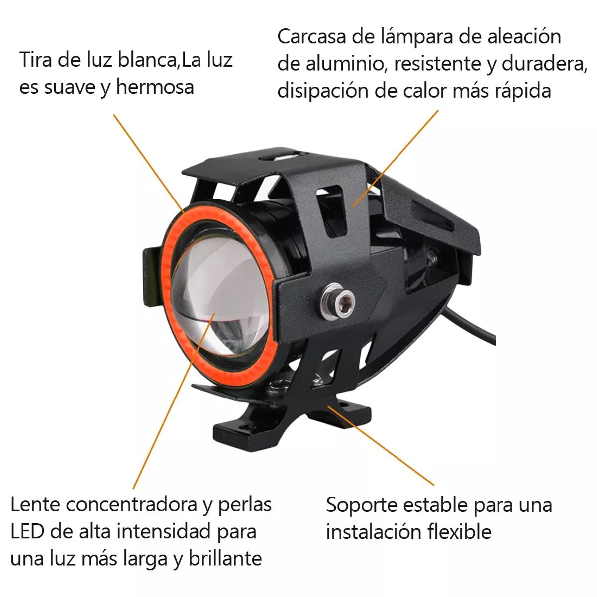 GENERICO - Explorador Ultra Led U7 Ojo Angel + Diablo + Switch Moto