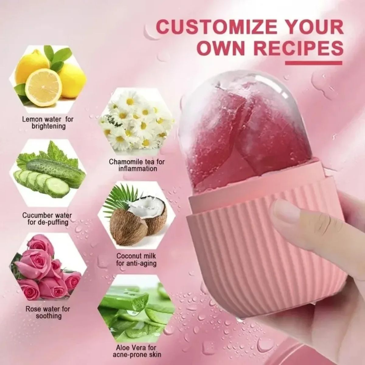 GENERICO - Rodillo Hielo Masajeador Facial Mujer Hidratante Face Roller  Genieka