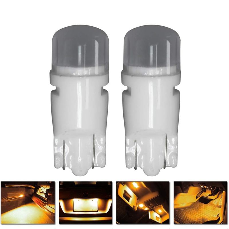 INMESOL - Bombilla Led Cerámica Luz Amarilla T10 2Leds 2835 SMD 12V
