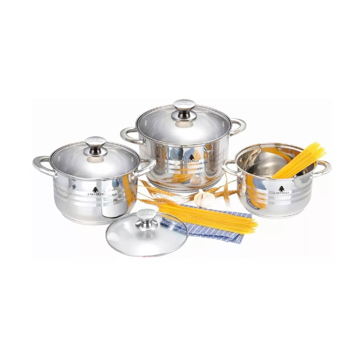 GENERICO - Juego de ollas LIBANESA 6 PZ Acero. Inox TECNOLOGIA ALEMANIA