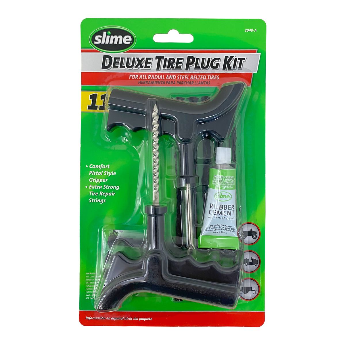 SLIME - Kit de tapones para neumáticos Deluxe 11 piezas