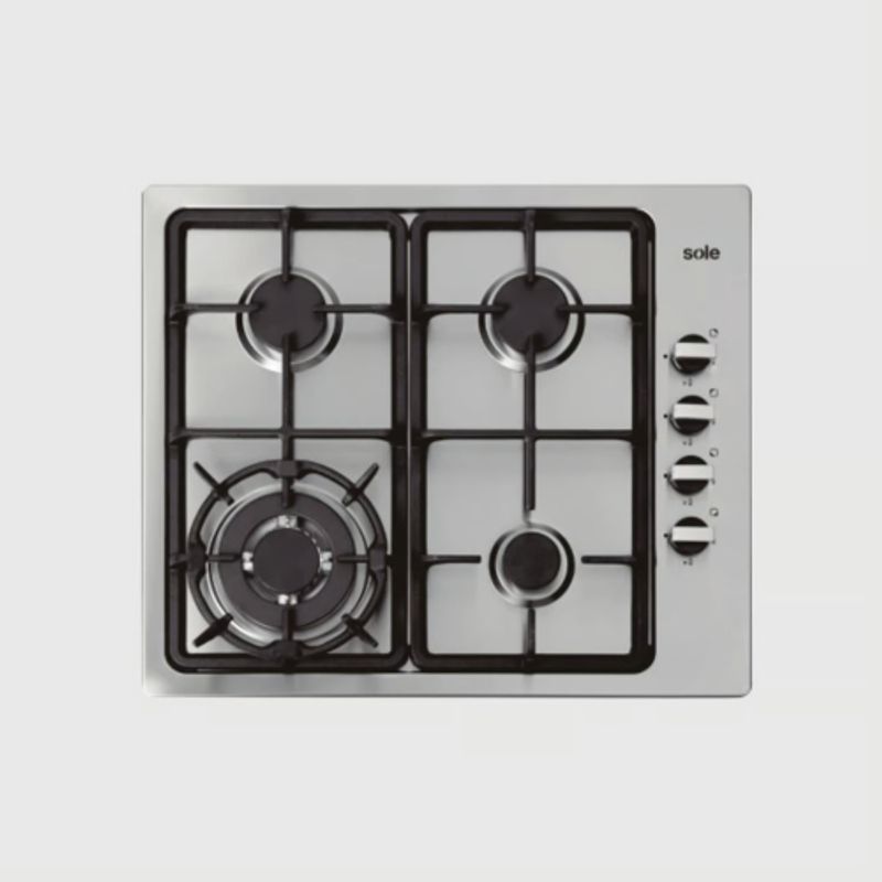 SOLE - ENCIMERA A GAS ACERO INOX. 58CM 4 QUEMADORES SOLE A