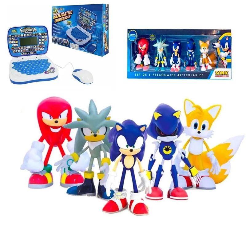 GENERICO - Set de muñecos Articulables + Mini Laptop Educativo Azul