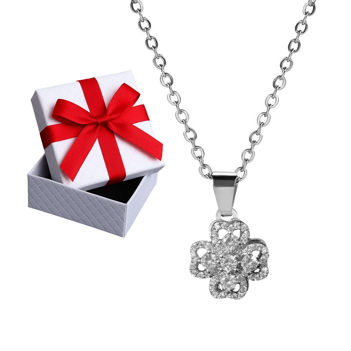 GENERICO - Collar Mujer Trébol Giratorio Regalo Novia Mamá Joya Acero