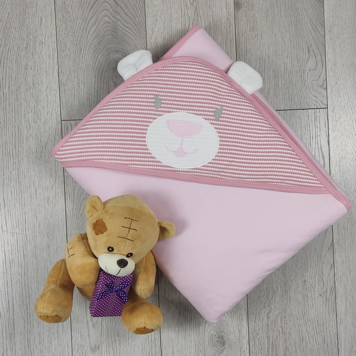 BANNITAS - Colcha de bebe Osa Palo Rosa