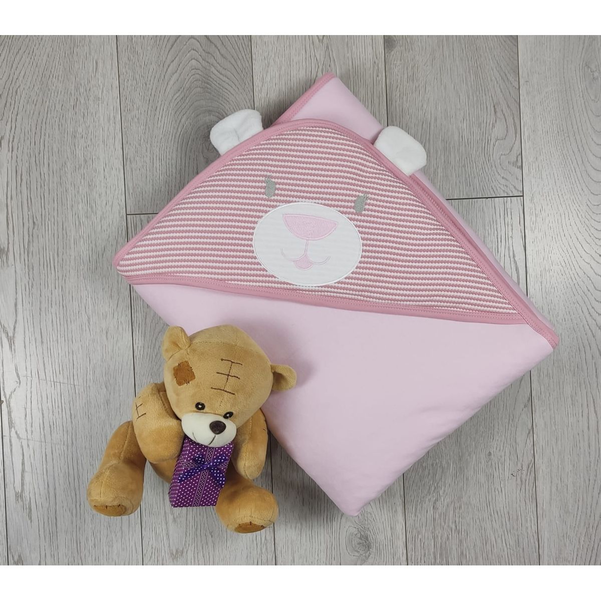 BANNITAS - Colcha de bebe Osa Palo Rosa