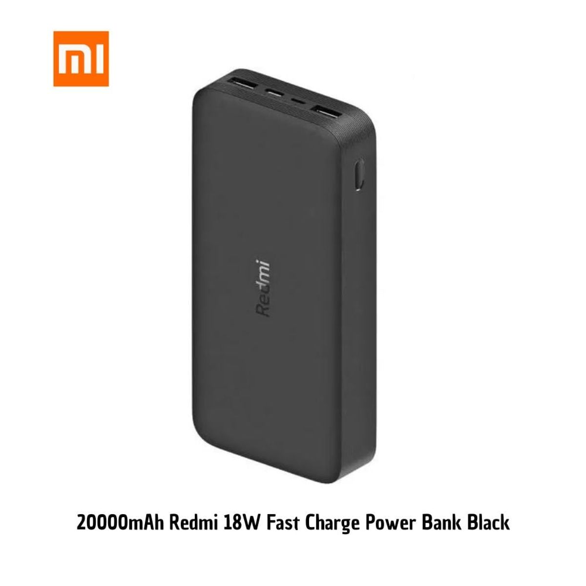 XIAOMI - Batería Portátil 20000mAh Redmi 18W Fast Charge Power Bank Black