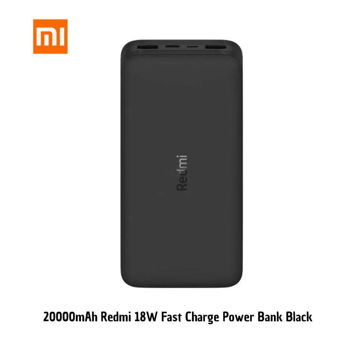 XIAOMI - Batería Portátil 20000mAh Redmi 18W Fast Charge Power Bank Black