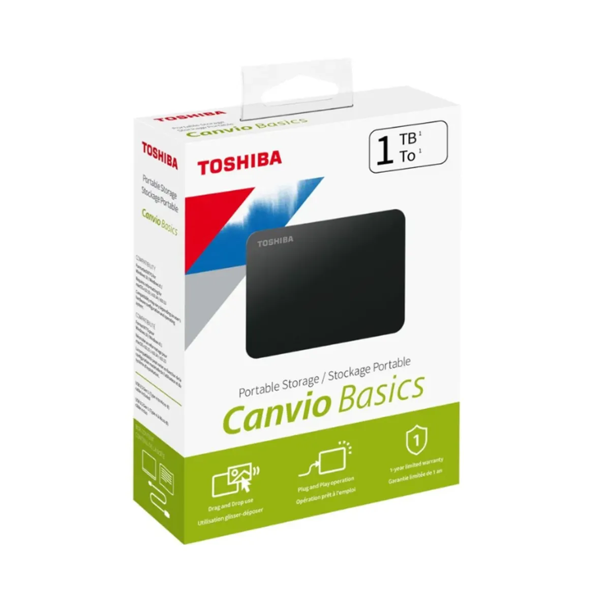 TOSHIBA - Disco duro externo Toshiba Canvio Basics 1TB