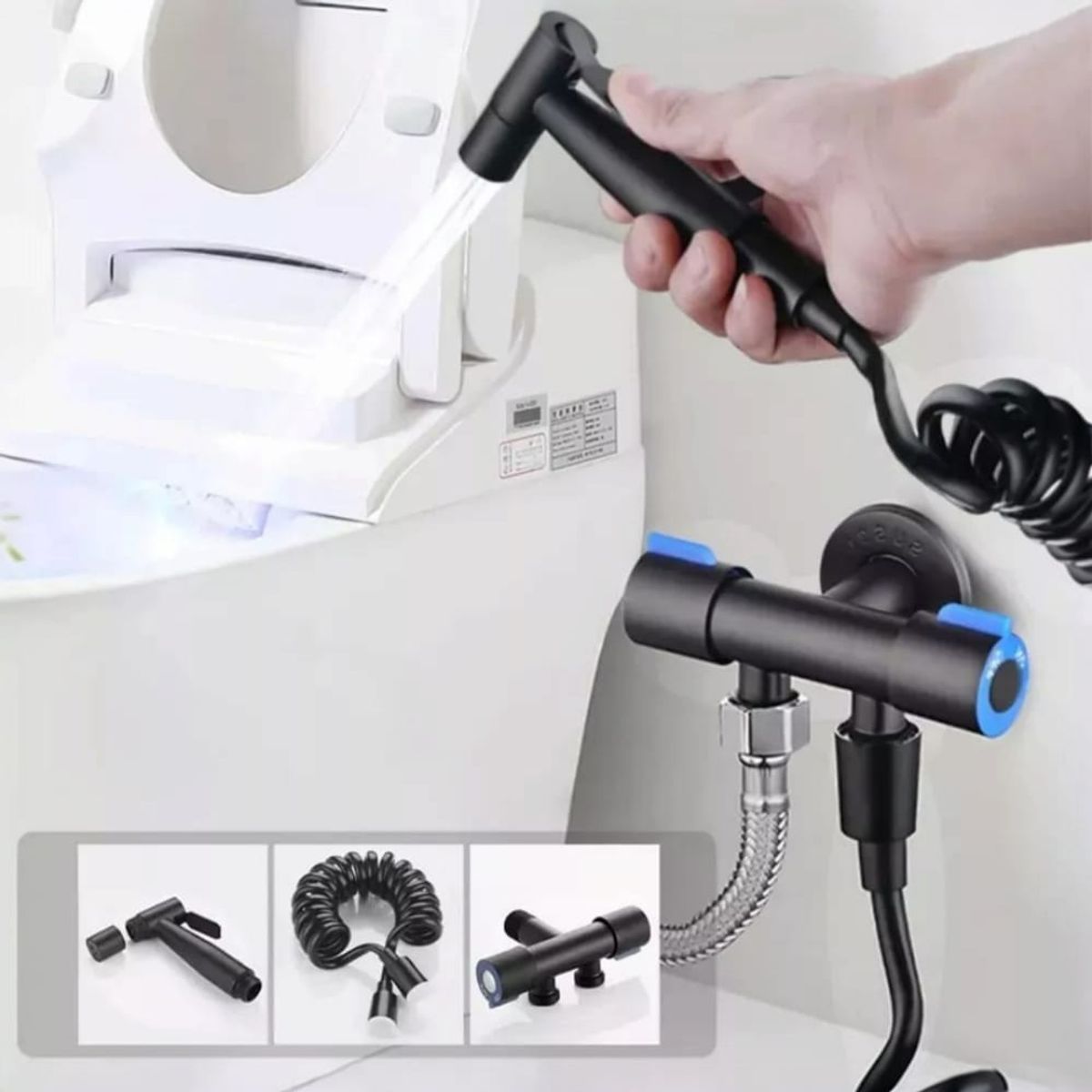 GENERICO - Ducha Bidé Premium Caja Negro Mate Acero SUS 304