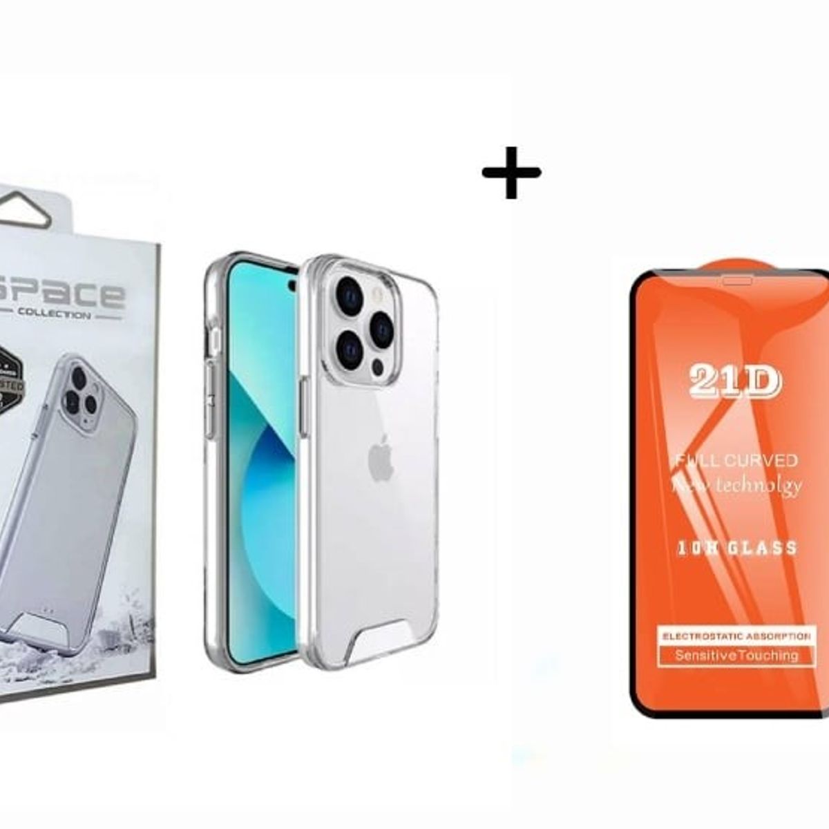 GENERICO - CASE SPACE PARA IPHONE 15 PRO MAX +MICA-TRANSPARENTE