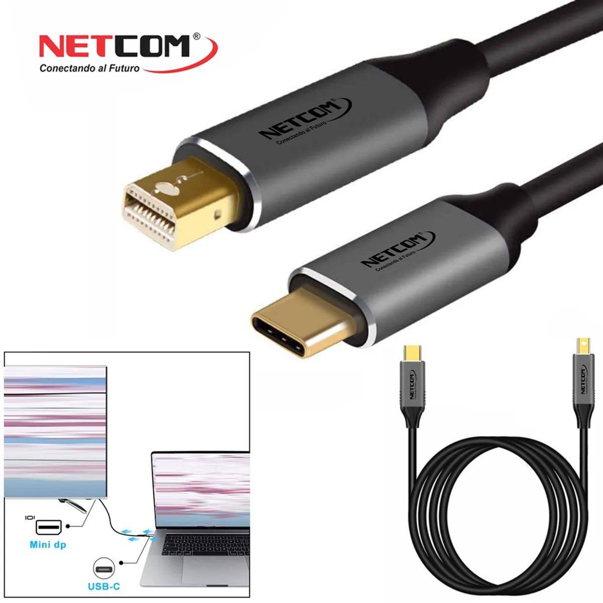 GENERICO - Cable Adaptador USB-C a Mini DP DisplayPort de 1.80 Metros NETCOM